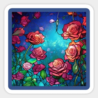 Stained Glass Roses Sticker